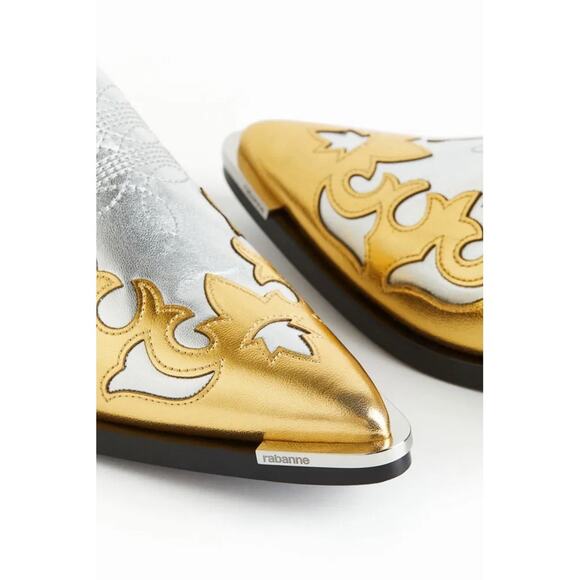 NWT H&M x Rabanne Shimmery Metallic Cowboy Boots | US Size 6 - Picture 3 of 4